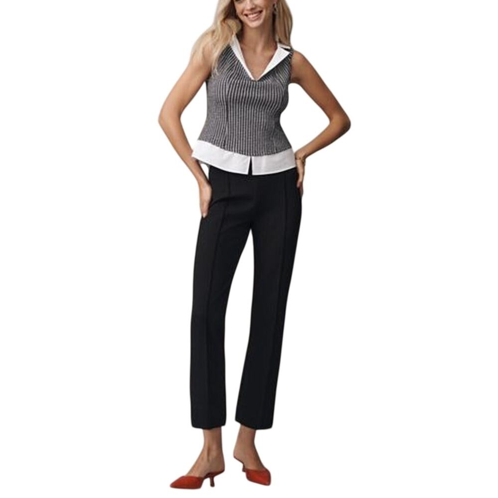 Anthropologie Sleek Black Poppy Kick Flare Pants Size XS